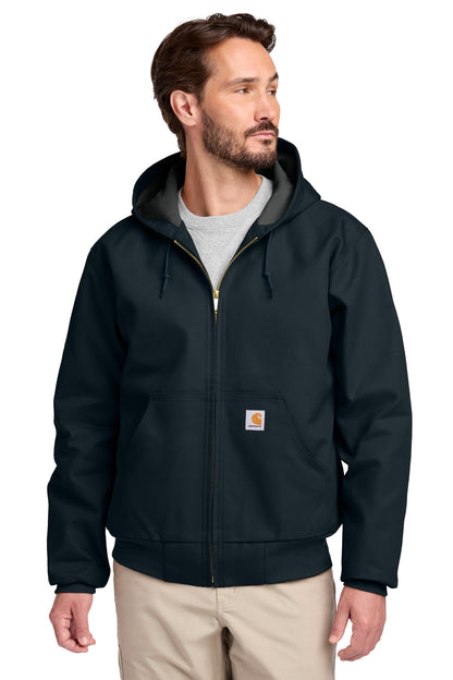 Front View of DarkNavy Carhartt Thermal-Lined Duck Active Jac. CT106678 plain