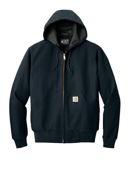 Front View of DarkNavy Carhartt Thermal-Lined Duck Active Jac. CT106678 plain