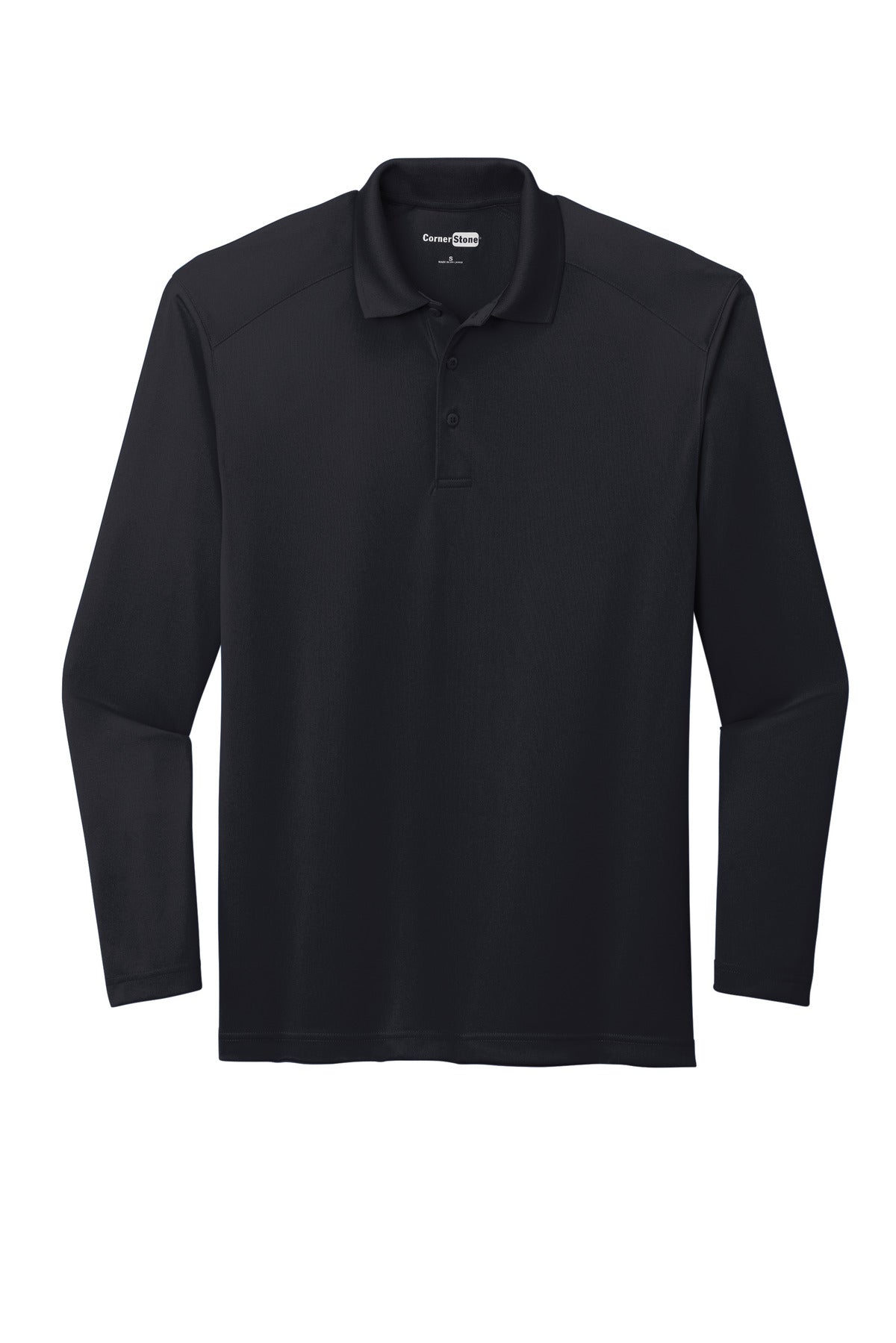 Front View of DarkNavy CornerStone Select Lightweight Snag-Proof Long Sleeve Polo CS418LS plain
