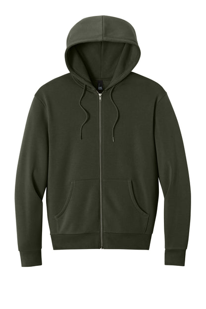 Front View of DarkOlive District MelloFleece Full-Zip Hoodie DT6702 plain