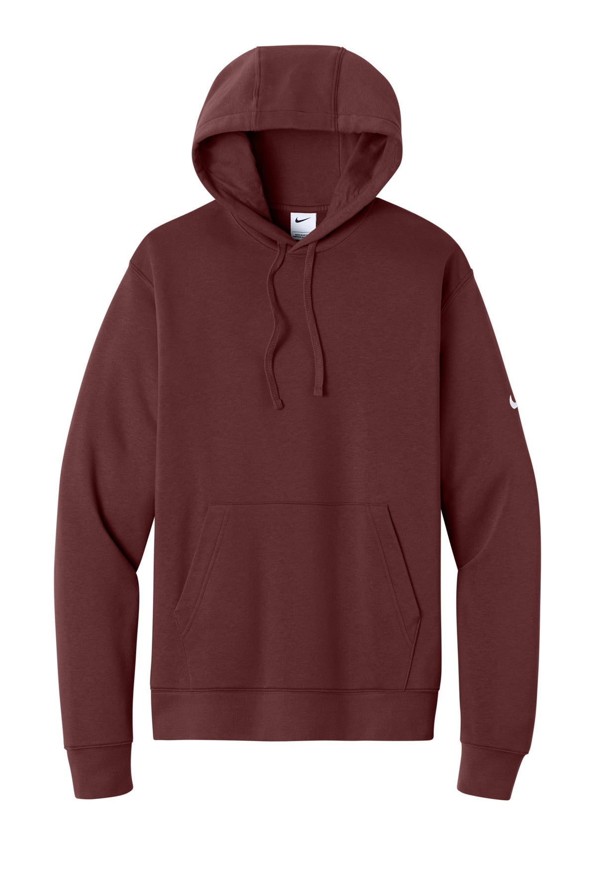 Front View of DarkTeamRd Nike Club Fleece Sleeve Swoosh Pullover Hoodie NKDR1499