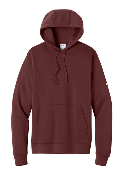 Front View of DarkTeamRd Nike Club Fleece Sleeve Swoosh Pullover Hoodie NKDR1499