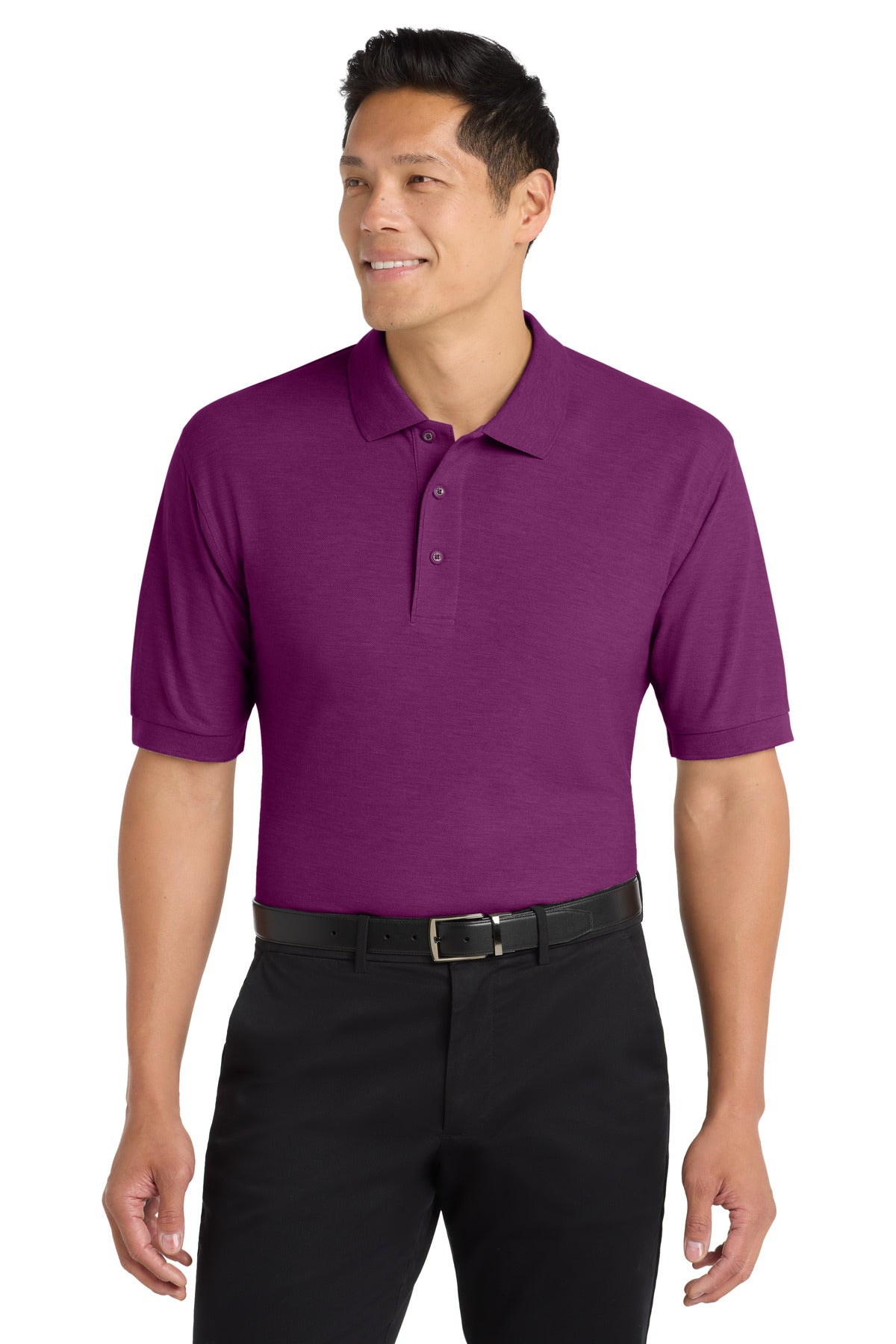 Front View of Deep Berry Port Authority Extended Size Silk Touch Polo K500ES plain