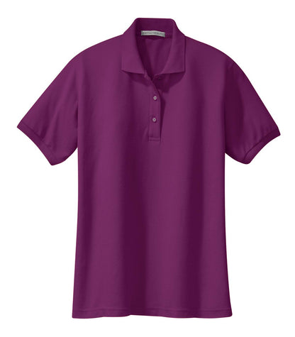 Front View of Deep Berry Port Authority Women's Silk Touch Polo. L500 plain