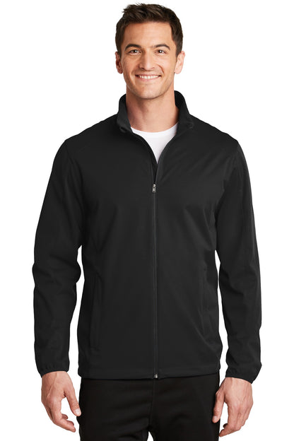 Front View of Deep Black Port Authority Active Soft Shell Jacket. J717 plain