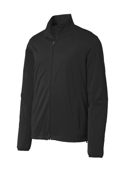 Front View of Deep Black Port Authority Active Soft Shell Jacket. J717 plain