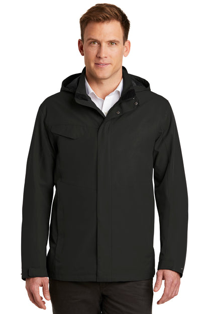 Front View of Deep Black Port Authority Collective Outer Shell Jacket. J900 plain