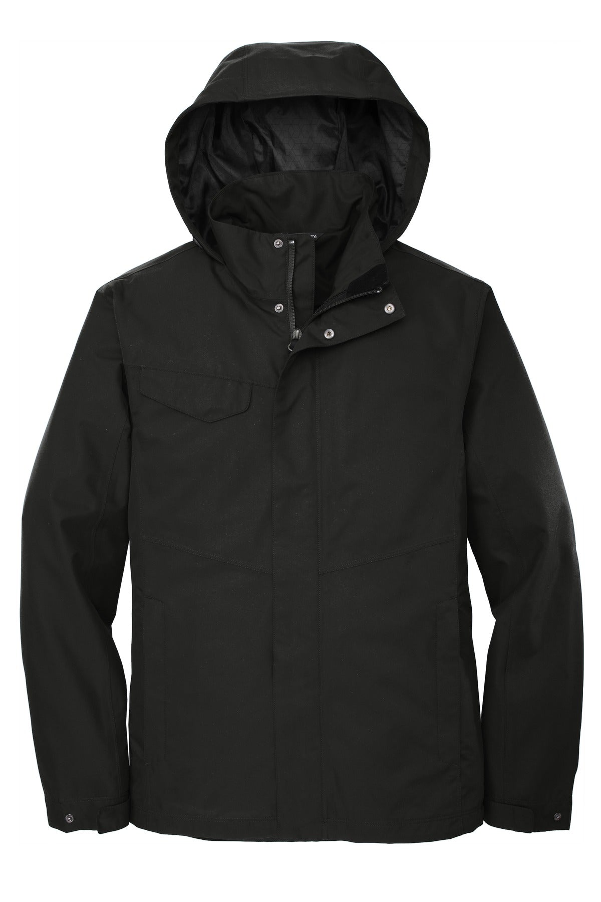 Front View of Deep Black Port Authority Collective Outer Shell Jacket. J900 plain