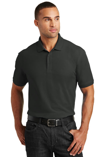 Front View of Deep Black Port Authority Core Classic Pique Polo. K100 plain