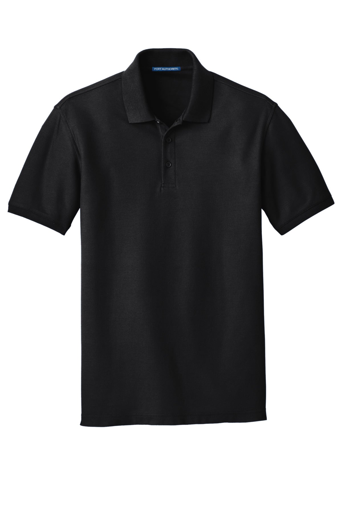 Front View of Deep Black Port Authority Core Classic Pique Polo. K100 plain