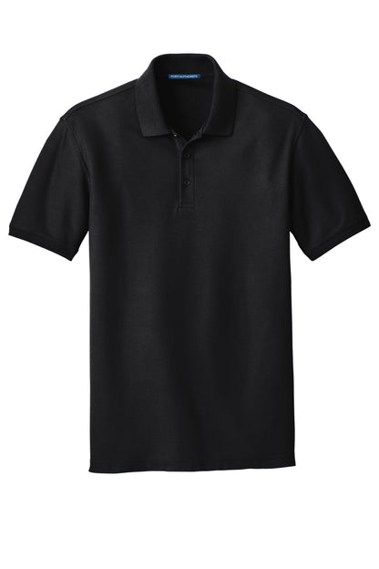 Front View of Deep Black Port Authority Core Classic Pique Polo. K100 plain