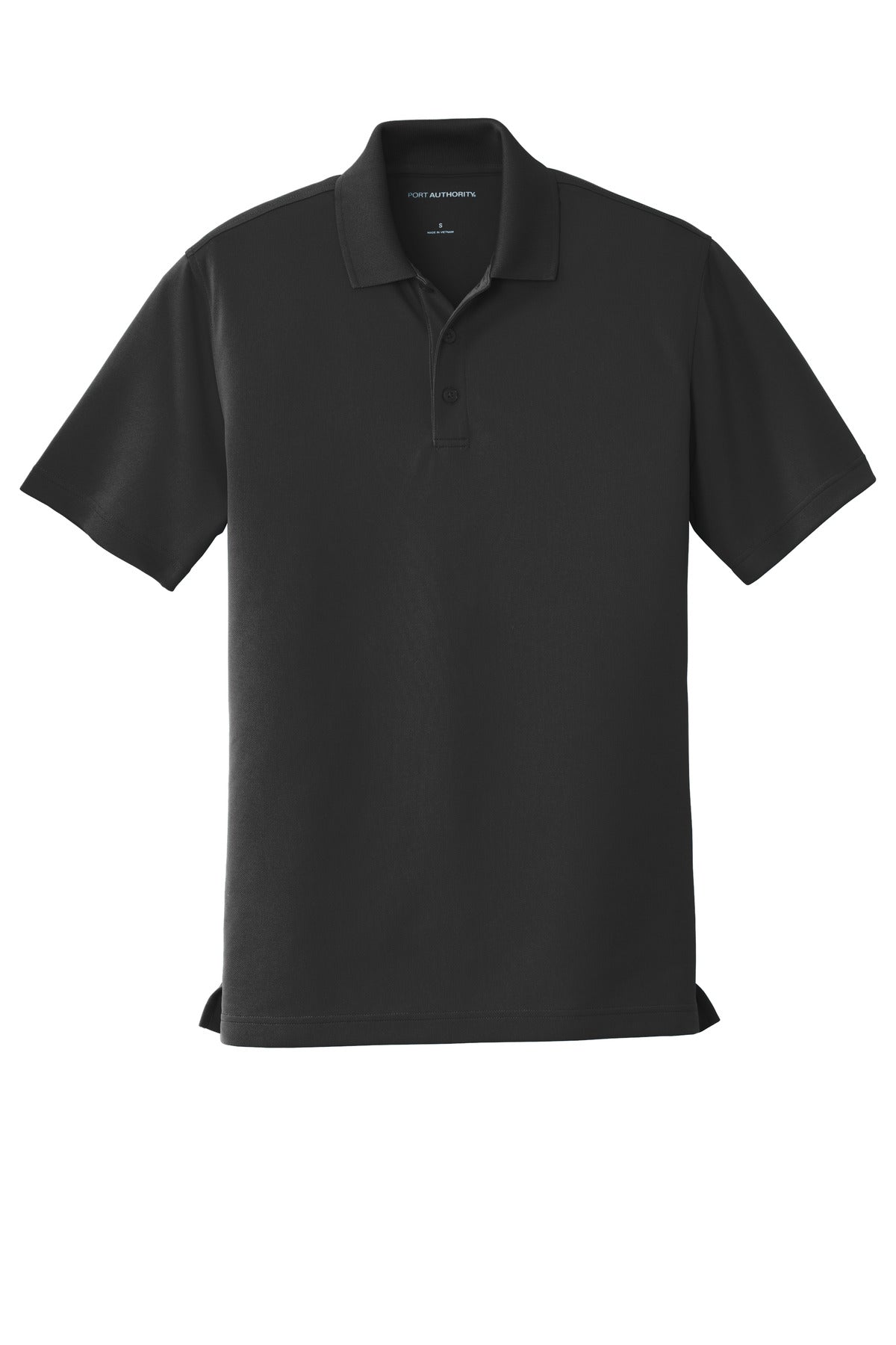 Front View of Deep Black Port Authority Dry Zone UV Micro-Mesh Polo. K110 plain