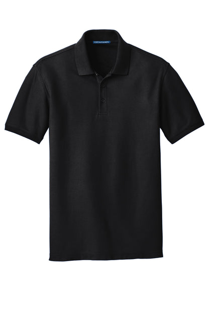 Front View of Deep Black Port Authority Tall Core Classic Pique Polo. TLK100 plain