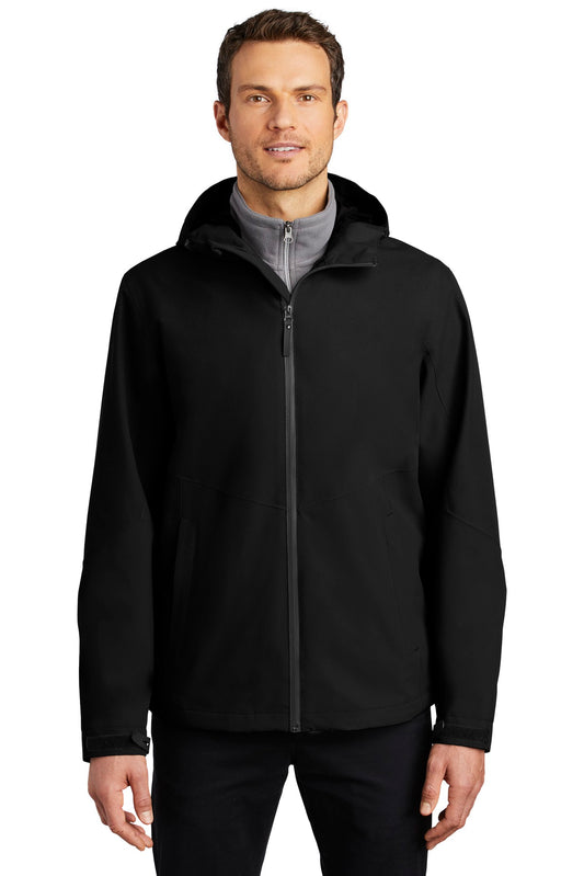 Front View of Deep Black Port Authority Tech Rain Jacket J406 plain