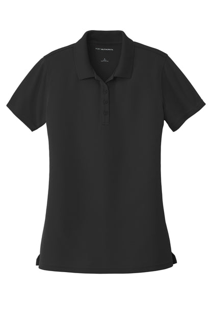 Front View of Deep Black Port Authority Women's Dry Zone UV Micro-Mesh Polo. LK110 plain