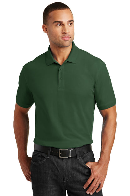 Front View of Deep For Green Port Authority Core Classic Pique Polo. K100 plain