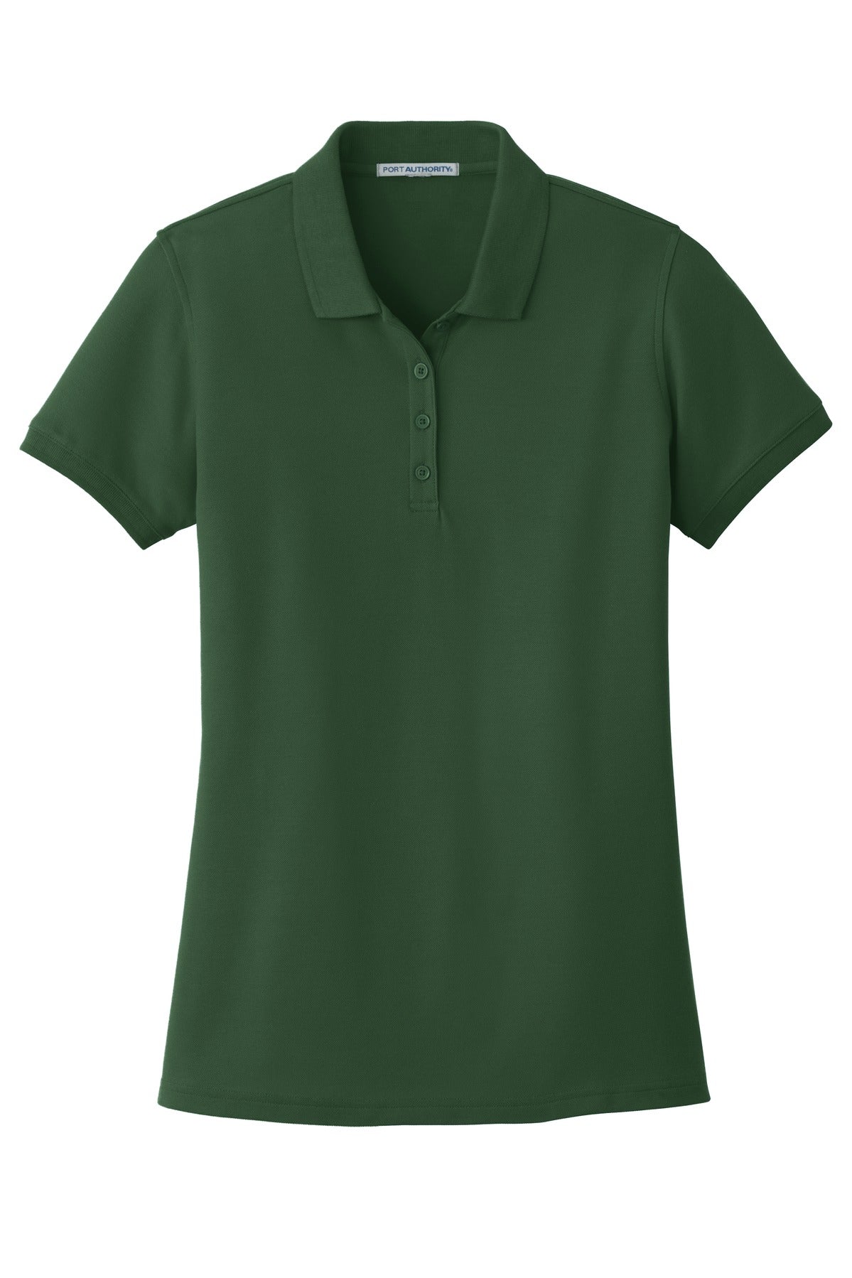 Front View of Deep For Green Port Authority Women's Core Classic Pique Polo. L100 plain