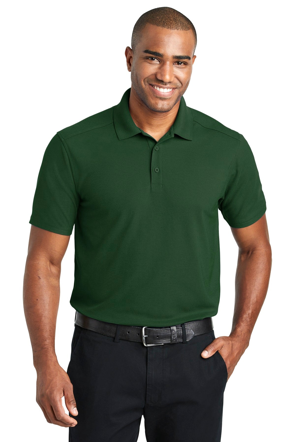 Front View of Deep Forest Gn Port Authority EZPerformance Pique Polo. K600 plain