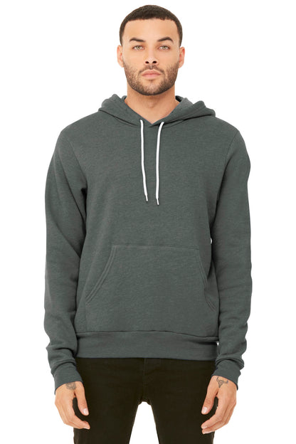 Front View of Deep Ht BELLA+CANVAS Unisex Sponge Fleece Pullover Hoodie. BC3719 plain