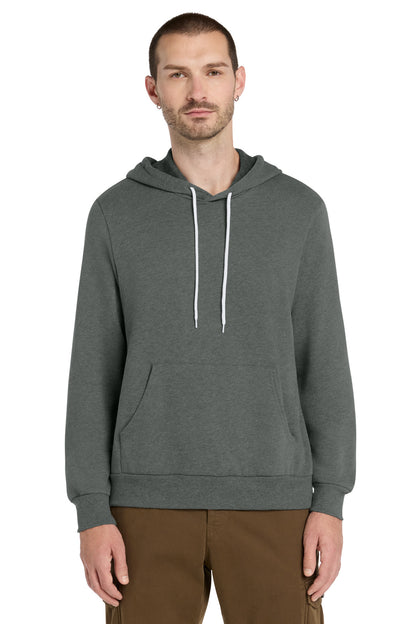 Front View of Deep Ht BELLA+CANVAS Unisex Sponge Fleece Pullover Hoodie. BC3719 plain