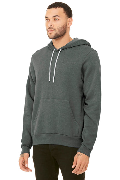 Front View of Deep Ht BELLA+CANVAS Unisex Sponge Fleece Pullover Hoodie. BC3719 plain