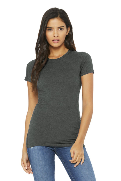 Front View of Deep Ht BELLA+CANVAS Women's Slim Fit Tee. BC6004 plain