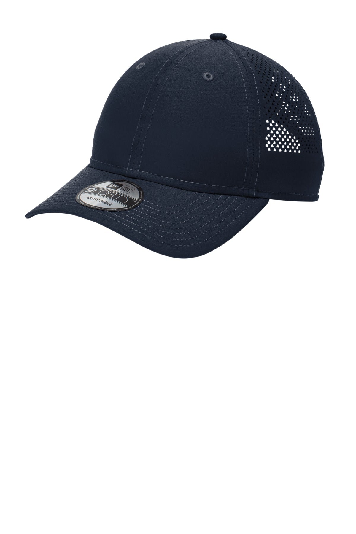 Front View of Deep Navy New Era Perforated Performance Cap. NE406 plain