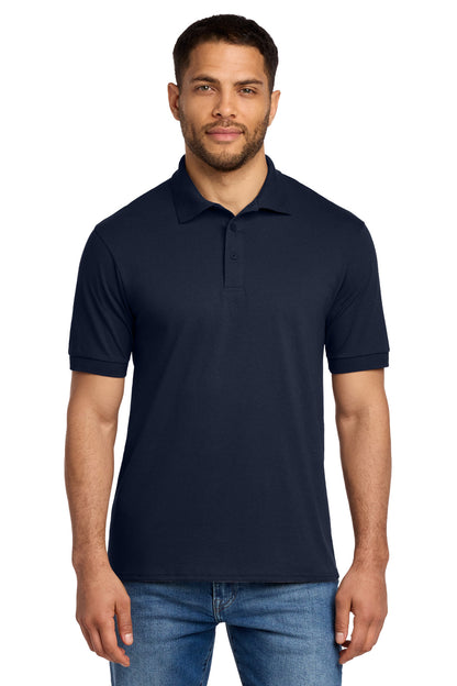 Front View of Deep Navy Port & Co Core Blend Jersey Knit Polo. KP55 plain