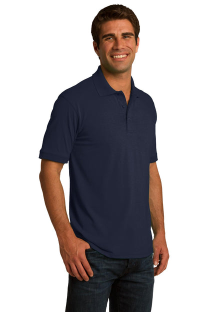 Front View of Deep Navy Port & Co Core Blend Jersey Knit Polo. KP55 plain