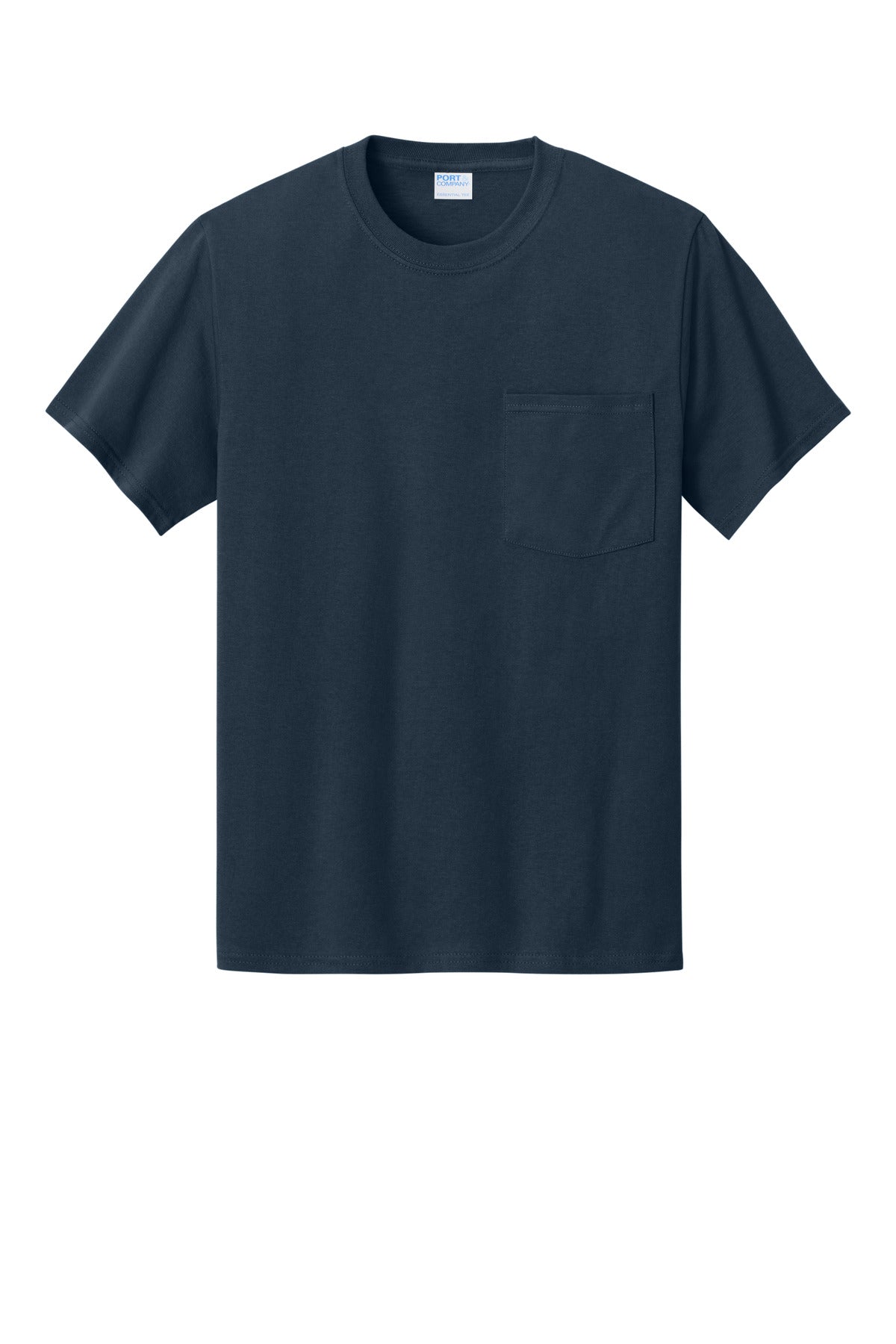 Front View of Deep Navy Port & Co Tall Essential Pocket Tee. PC61PT plain