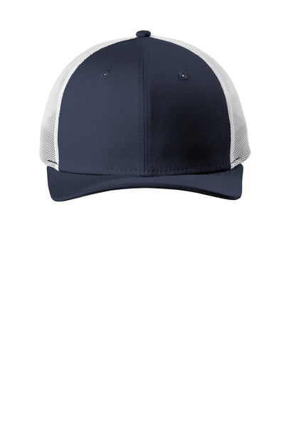 Front View of Deep Navy/Wht New Era Snapback Low Profile Trucker Cap NE207 plain