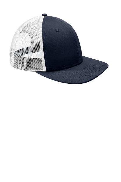 Front View of Deep Navy/Wht New Era Snapback Low Profile Trucker Cap NE207 plain