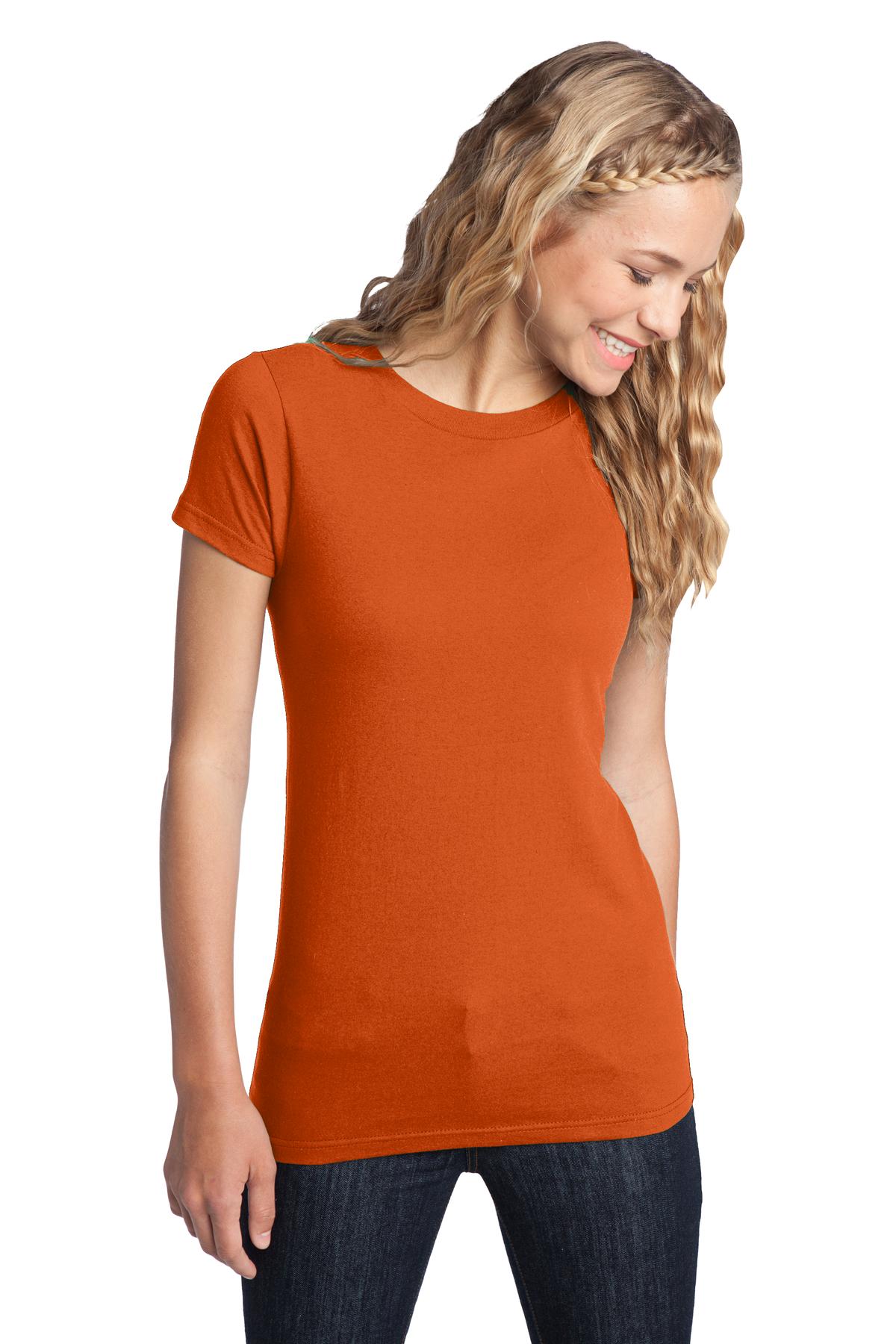 Front View of Deep Orange District Women's Fitted The Concert Tee DT5001 plain