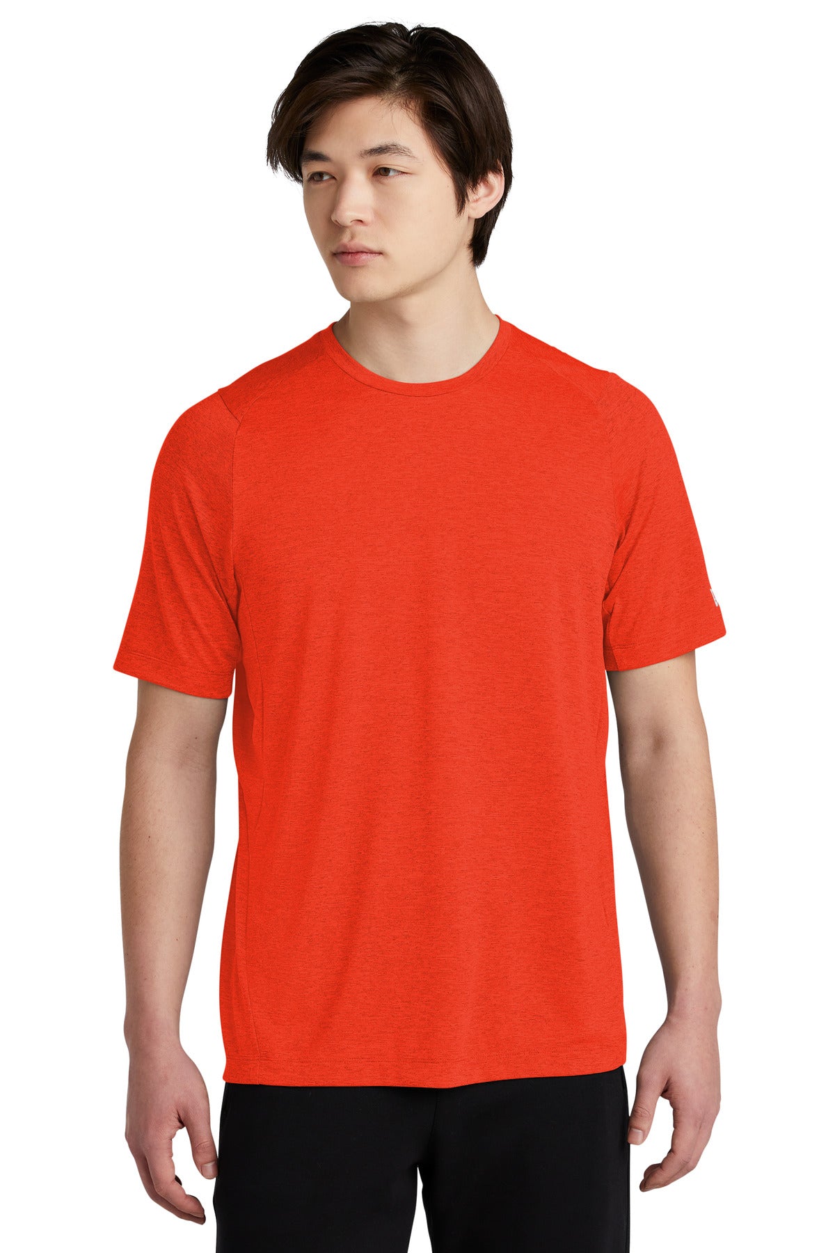 Front View of Deep Orange So New Era Series Performance Crew Tee. NEA200 plain