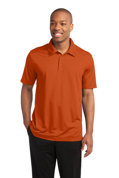 Front View of Deep Orange Sport-Tek PosiCharge Active Textured Polo. ST690 plain