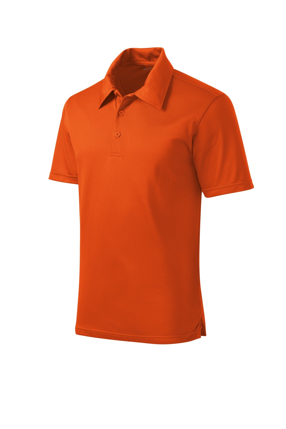 Front View of Deep Orange Sport-Tek PosiCharge Active Textured Polo. ST690 plain