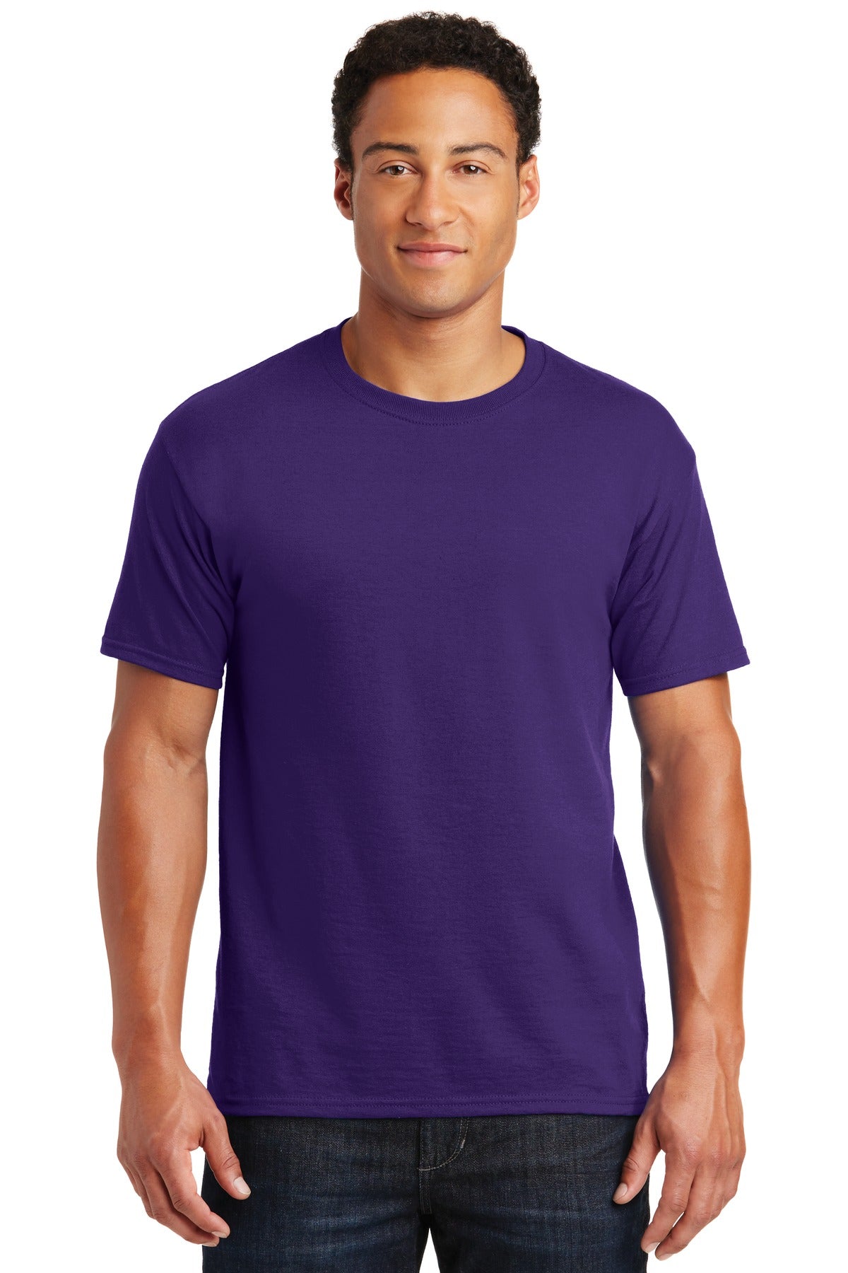 Front View of Deep Purple Jerzees - Dri-Power 50/50 Cotton/Poly T-Shirt. 29M plain
