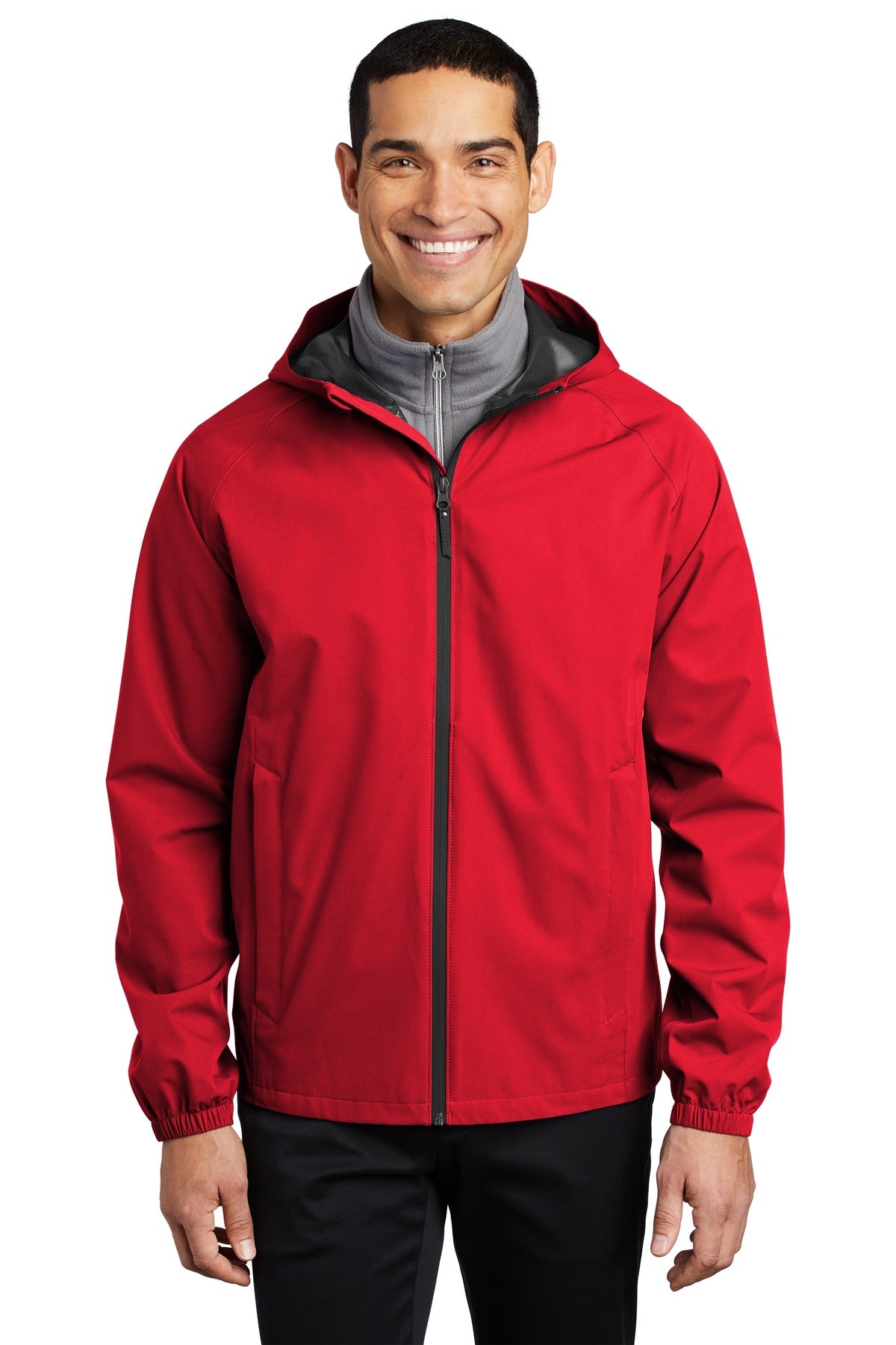 Front View of Deep Red Port Authority Essential Rain Jacket J407 plain