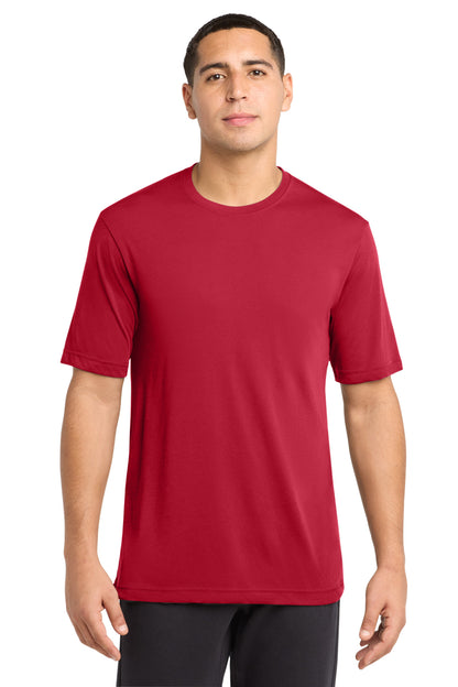 Front View of Deep Red Sport-Tek PosiCharge Competitor Cotton Touch Tee. ST450 plain