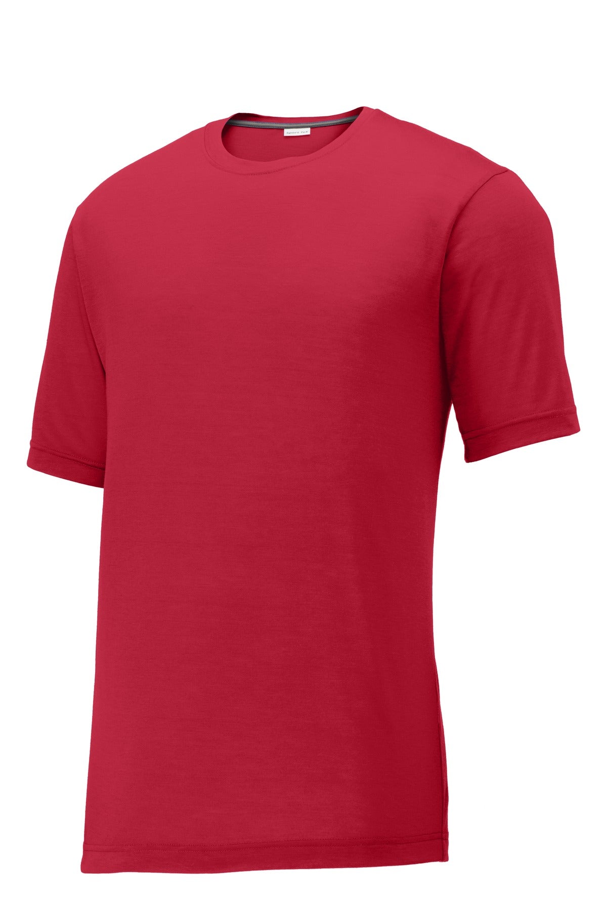 Front View of Deep Red Sport-Tek PosiCharge Competitor Cotton Touch Tee. ST450 plain
