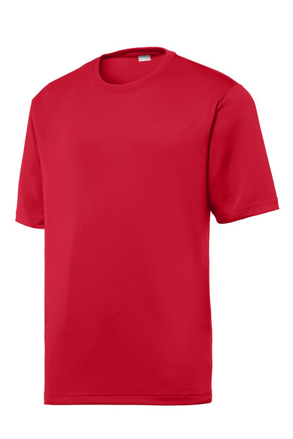 Front View of Deep Red Sport-Tek PosiCharge Tough Tee . ST320 plain