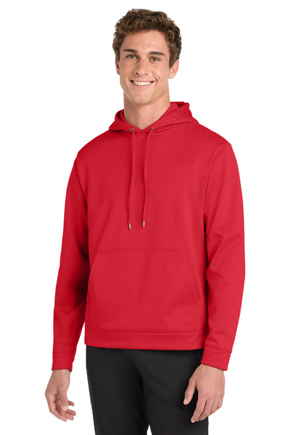 Front View of Deep Red Sport-Tek Sport-Wick Fleece Hooded Pullover. F244 plain