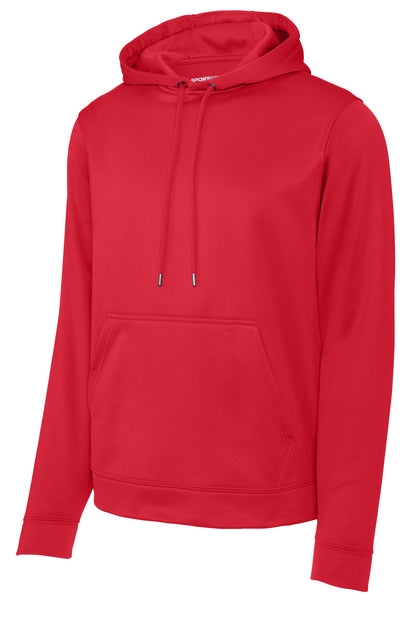 Front View of Deep Red Sport-Tek Sport-Wick Fleece Hooded Pullover. F244 plain