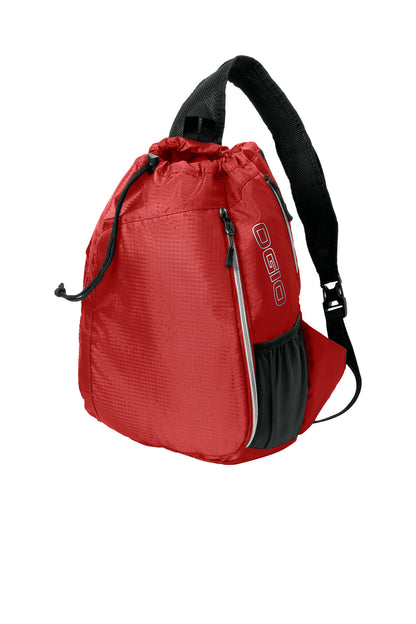 Front View of Deep Red/Black OGIO Sonic Sling Pack. 412046 plain