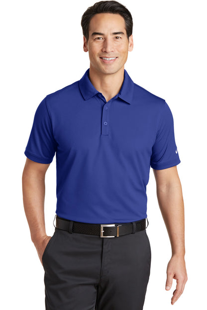 Front View of Deep Royal Blu Nike Dri-FIT Solid Icon Pique Modern Fit Polo. 746099 plain