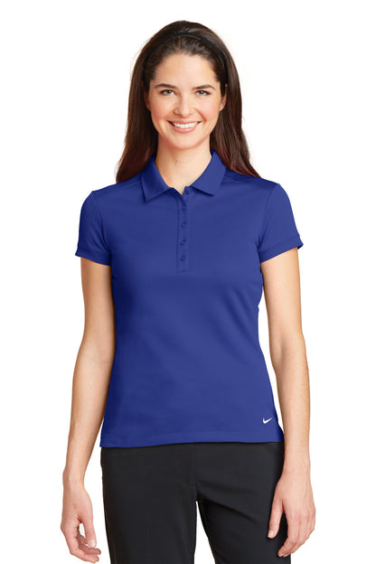 Front View of Deep Royal Blu Nike Women's Dri-FIT Solid Icon Pique Modern Fit Polo. 746100 plain