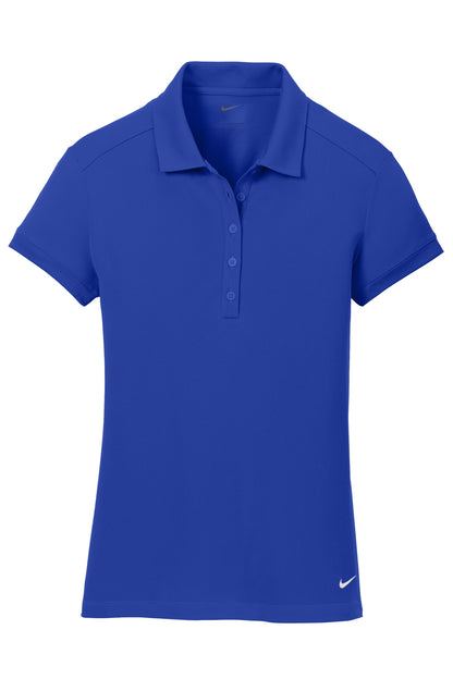 Front View of Deep Royal Blu Nike Women's Dri-FIT Solid Icon Pique Modern Fit Polo. 746100 plain