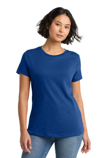 Front View of Deep Royal District Women's Perfect Weight Tee. DM104L plain