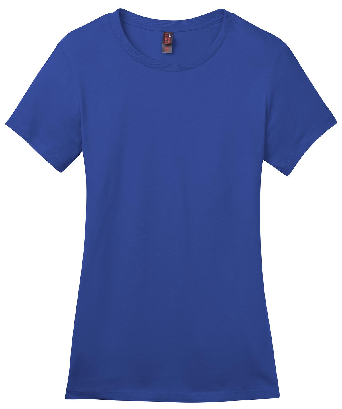Front View of Deep Royal District Women's Perfect Weight Tee. DM104L plain