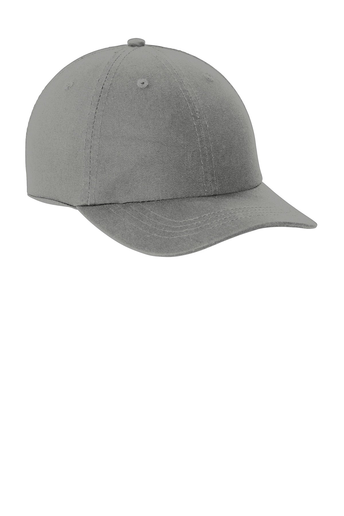 Front View of Deep Smoke Port Authority Washed Twill Cap. CP78 plain